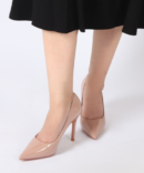 Mrs. Independent Shiny Pointed Stiletto Heels Beige Side View