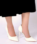 Rebeca Chic White Pointy Stiletto Heel Sandals - front view