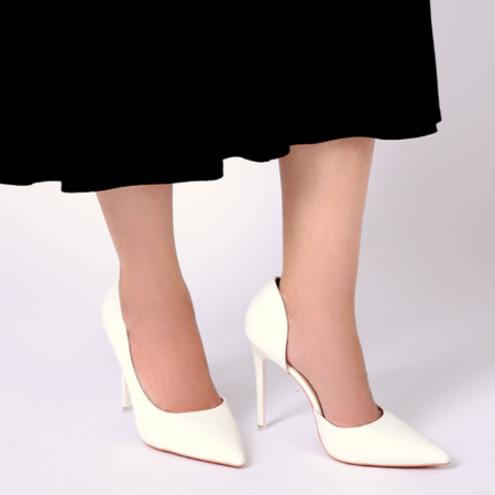 Rebeca Chic White Pointy Stiletto Heel Sandals - front view