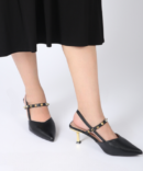 2 Rivet Studded Slingback Heels - front view