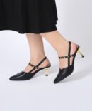 Rivet Studded Slingback Heels - side view Rivet Studded Slingback Heels - side view