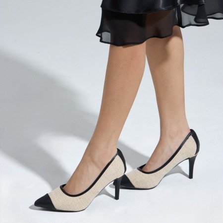 Amelia Chic Beige Office Heels Sandals - side view