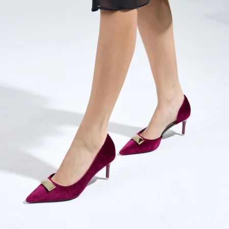 Hala Pink Pointed High Heel Sandals Front View