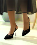10 Elegant Black Suede Pointy Heels Back View