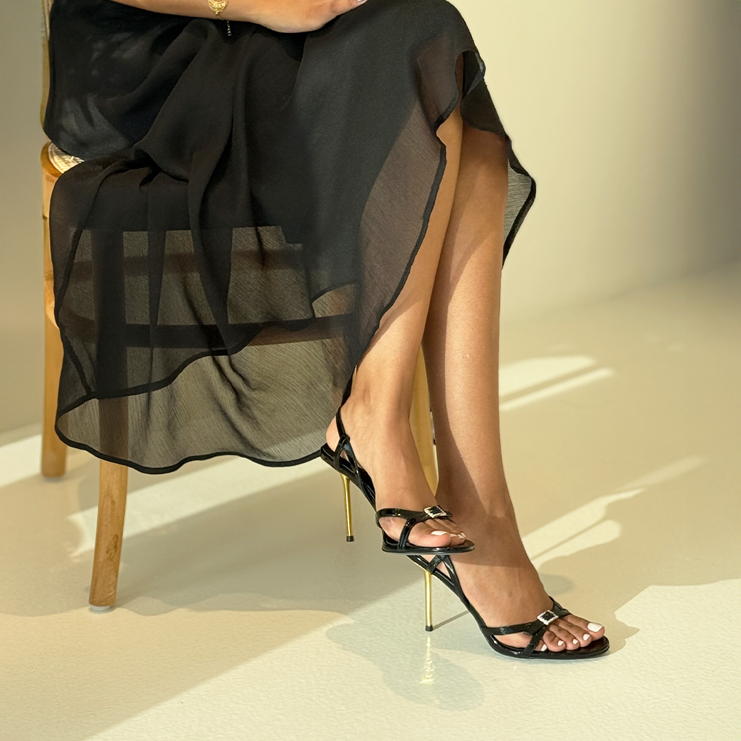 Nancy Refined Black Glamour High Heel Sandals - side view