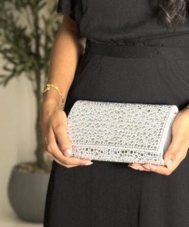 Joana Silver Sparkly Clutch Matching Evening Bag